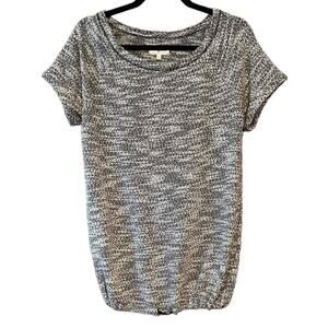 Lou & Grey Women's Pullover Knitted Sweater Short Sleeve Heather Gray Size M